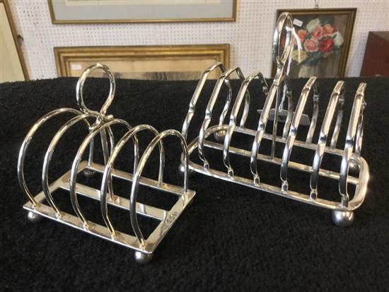 2 silver toast racks